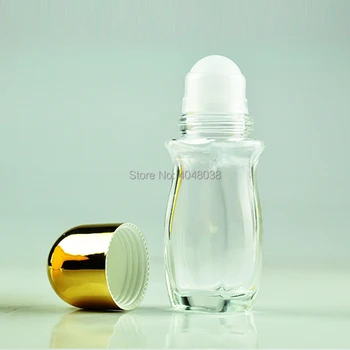 50 ML Roll On Flacon Gol de Sticlă Transparentă Ulei Esențial Flacon Cosmetic Recipient cu Capac din Metal Parfum Portabil Reincarcabil Sticla