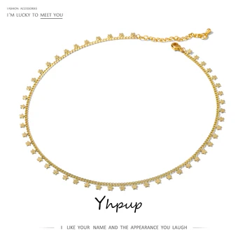Yhpup Minimalist Stele Colier Guler pentru Femei de Culoare de Aur de Metal de Design Lung Lanț Invizibil Colier Bijuterii Cadou de Nunta 2020 15215