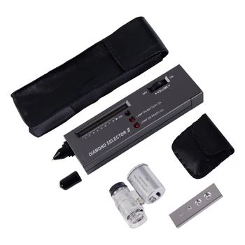 2-in 1 Portable Diamant Tester Pen 60X cu LED iluminat Lupă, Microscop, Lupe Kit Combo Bijutier Tool Kit