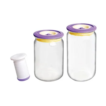 2 BUC Pahar de Vacuum de Depozitare a Alimentelor Borcan Set de Sticlă Sigilat Cutie Container cu o Pompa de Ceai de Zahăr Bomboane de Cafea Sticla pentru Bucatarie