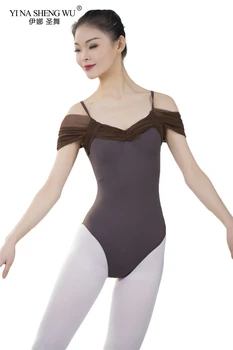 Femeile Fustei De Balet De Dans Uzura Adult Short Sleeve Stretch Bretele Gimnastica Tricou Body Rochie De Balet Imbracaminte 6 Culori