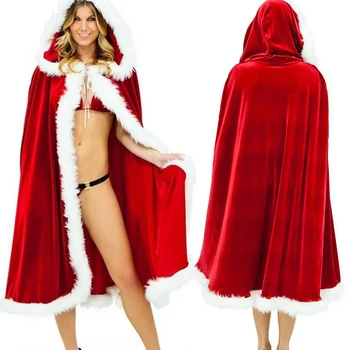 Moș crăciun Cape Femei Mantie cu Glugă Mare de Aur Roșu de Catifea Cosplay Adult Copii fată Șal Canadiană de Crăciun Pelerina, Costume de