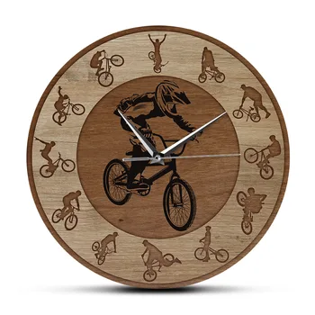 Freestyle BMX Acrilic Imprimate Ceas de Perete Sport Extrem Boy Camera de Bicicleta Decor Acasă Ciclist Art Tăcut Perete Ceas cu Bicicleta Cadou 15380