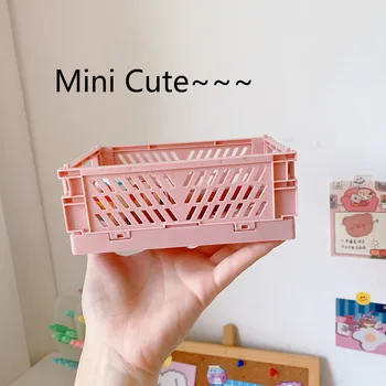 - Coreean Mini Folding Desktop Plastic Papetărie Organizator Cutie De Depozitare De Mare Capacitate Creatoare De Școală Birou De Depozitare Coș