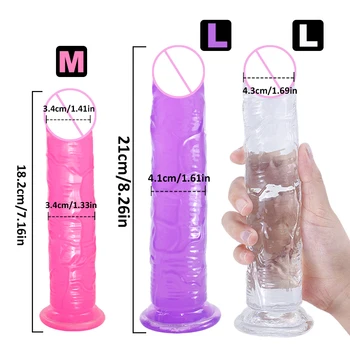 FLXUR Realist Jelly Vibrator ventuza Puternica de sex Masculin Artificial Penis Adult Jucărie Sexuală pentru Femei Anal Plug Vagin Masturbator de sex Feminin