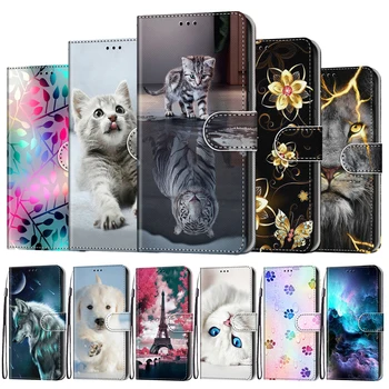 Caz Pentru Huawei Y6p Caz Bling Floare De Piele Flip Cover Telefon Pentru Huawei Y6p 2020 Cover Portofel Magnetic Cartea Cazuri Anime Pisica