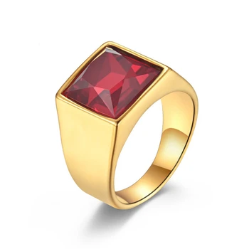 Loredana Economia de Înaltă calitate din oțel inoxidabil domn de afaceri stil scarlet zircon inel de Creatie Handmade, Design de Bijuterii Fine