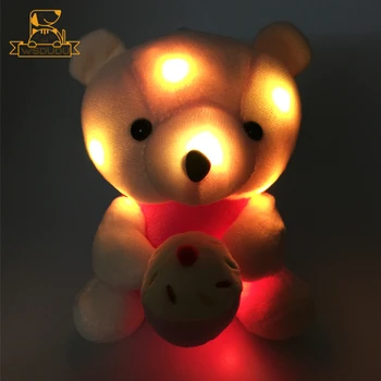 Drăguț Ursuleț de pluș Stralucitoare de Pluș Umplute Jucării Electronice Drăguț Animale Desene animate Păpuși Moi Noutate LED Lumina Perna Fata de Copil Cadou