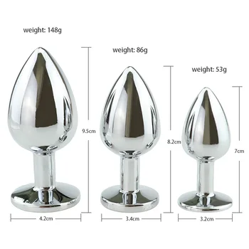 Sex Shop Argint Multi-culoare Ddiamonds 3 Dimensiuni Disponibile Metal Anal Plug din Otel Inoxidabil Anal Plug Adult Masturbari Produse.