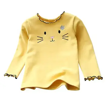 Toamna Fetita Maneca Lunga Din Bumbac Tricouri Copii Cat Imprimate Topuri Tricouri Casual Bluza New Sosire