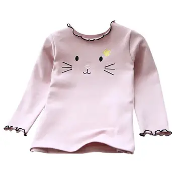 Toamna Fetita Maneca Lunga Din Bumbac Tricouri Copii Cat Imprimate Topuri Tricouri Casual Bluza New Sosire