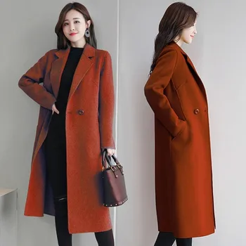 Mazefeng De Iarnă Elegant Amestec De Lână Femei Moda Coreeană Haine Lungi Vintage, Minimalist Palton De Lână Cămilă Supradimensionat Uza