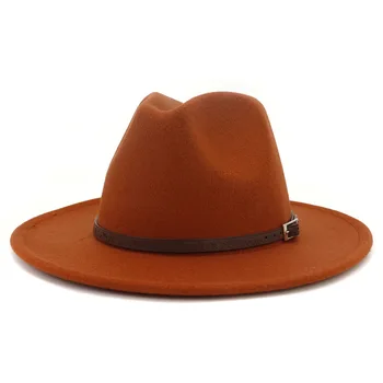 Cel mai bun de Vânzare de Lână Simțit Jazz Panama Pălărie Fedora Bărbați Femei de Toate-meci Biserica Margine Largă Cămilă Pălărie en-Gros