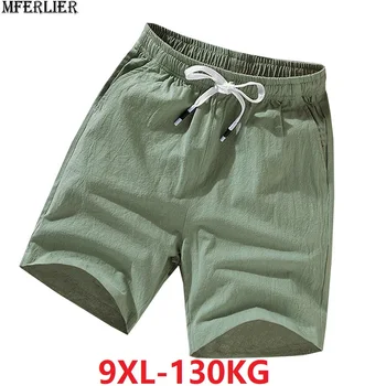 Vara Oamenii lenjerie de pat din bumbac pantaloni scurți stil chinezesc plus dimensiune mare 6XL 7XL 8XL 9XL pantaloni casual barbati acasă Stretch pantaloni scurti verde Portocaliu 48