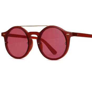 Roșu negru ochelari de Soare Rotund din Metal Punte de sex Feminin 90 Retro Coreea de designer de Brand de ochelari de Soare Femei UV400 lunette de soleil