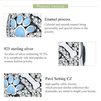 Argint 925 Drăguț pentru animale de Companie Amprenta Farmecul Original se Potrivesc 3mm Bratara&Brățară Pentru Femei de Ziua Moda Bijuterii Cadou BMT021