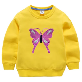 Magic Decolorarea Sequin Fluture Hanorac Fete Copii Hanorace Și Jachete Îmbrăcăminte Haine De Fată Pulovere Jachete