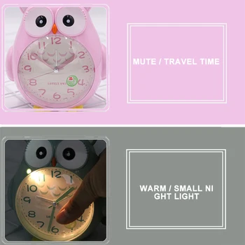 1 buc Portabil Mini Drăguț Desene animate Bufnita Ceas Deșteptător Număr Rotund Bell Creative Masă Digital Luminos Ceas Decor Acasă