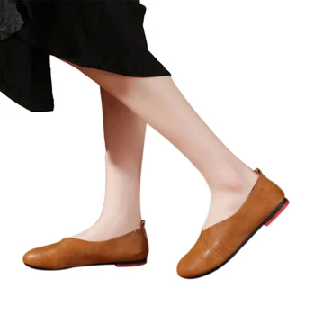2021 din Piele Pantofi Plat Femeie cusute de Mână din Piele Mocasini piele de Vacă Flexibil de Primăvară Pantofi Casual Femei Balerini Femei Pantofi 1572