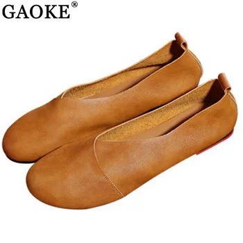 2021 din Piele Pantofi Plat Femeie cusute de Mână din Piele Mocasini piele de Vacă Flexibil de Primăvară Pantofi Casual Femei Balerini Femei Pantofi