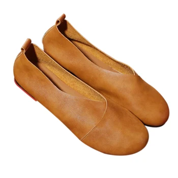 2021 din Piele Pantofi Plat Femeie cusute de Mână din Piele Mocasini piele de Vacă Flexibil de Primăvară Pantofi Casual Femei Balerini Femei Pantofi