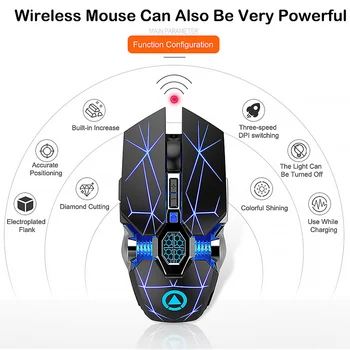 Mouse de Gaming Wireless Reîncărcabilă Silent Mouse-ul LED-Backlit 2.4 G 1600DPI USB Optic Ergonomic Gaming Mouse Optic Pentru PC