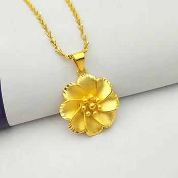 Moda coreeană Aur de 14K Colier pentru Femei Bijuterii de Nunta de Flori Lanț de Aur Pandantiv Colier de Aur Bijuterii Cadou