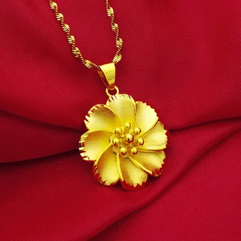 Moda coreeană Aur de 14K Colier pentru Femei Bijuterii de Nunta de Flori Lanț de Aur Pandantiv Colier de Aur Bijuterii Cadou