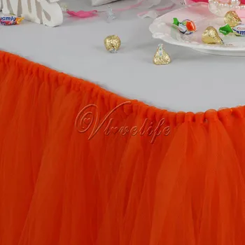 100cm x 80cm Portocaliu Tul Tutu Masă Fusta Personalizate Minunilor Tul Masă Plinte Nuntă, zi de Naștere Petrecere Copil de Dus Decor