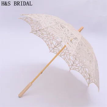 H&S de MIREASA Soare Dantelă Umbrelă Umbrelă de soare Broderie Mireasa Umbrela de Nunta Alb Umbrela Ombrelle Dantelei Parapluie Mariage 158402