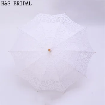 H&S de MIREASA Soare Dantelă Umbrelă Umbrelă de soare Broderie Mireasa Umbrela de Nunta Alb Umbrela Ombrelle Dantelei Parapluie Mariage