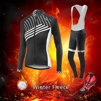 Femei Iarna Ciclism Îmbrăcăminte Costum Cald 2021 Thermal Fleece Biciclete Rutier Jersey Set MTB Kit de sex Feminin Biciclete Haine Pro Rochie Purta