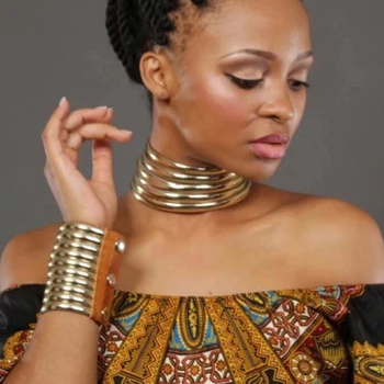 Declarație De Epocă Cravată Colier Pentru Femei De Culoare De Aur Din Piele Guler Maxi Colier African Bijuterii Reglabil Colierele Mari