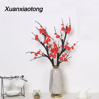 Xuanxiaotong 85cm Red Plum Blossom Flori Artificiale Ramuri de Iarnă Acasă Decor Nunta Coroană de flori Decor de Flori de Mătase
