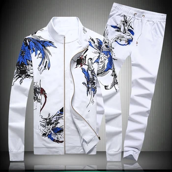 Chineză stil două piese seturi de moda casual, sacou și pantaloni seturi de sosire Noi de calitate de top de bumbac rafinat de imprimare de costume pentru bărbați