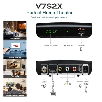 GTMEDIA V7 S2X HD DVB-S/S2/S2X+T/T2 BISS auto roll Plin PowerVu DRE &Biss-cheie de Sprijin Online, Film Youtube Youporn upgrade V7S