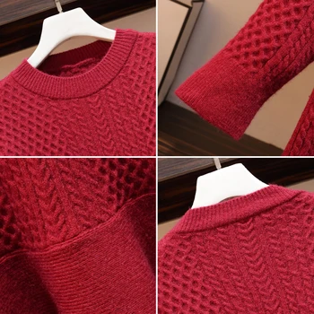 Cyanlee plus dimensiunea femei roșu pulover tricotate rochii femei, toamna-iarna cald gros maneci lungi, tricotat volane rochie sirena 2020