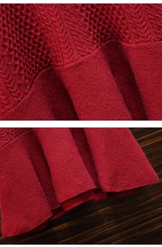 Cyanlee plus dimensiunea femei roșu pulover tricotate rochii femei, toamna-iarna cald gros maneci lungi, tricotat volane rochie sirena 2020