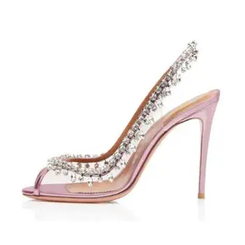 ENMAYLA Subțire Elegant Tocuri Peep Toe Pantofi de Nunta Slip-On Pantofi de Lux pentru Femei Designeri PVC Sexy Femei din Partid Pompe de pantofi