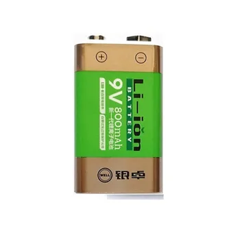 Hot-vânzare 1buc/lot 800mAh Li-ion 9 V Baterii Reîncărcabile Pentru detectoare de Fum, Microfoane Wireless