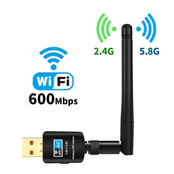 De Vânzare la cald 600Mbps USB Wifi Adaptor 5.8 GHz+2.4 GHz USB Wifi Receptor Wireless placa de Retea wifi pe usb de Mare Viteză Antena Wifi Adapter