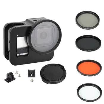Aluminiu Caz de Protecție Cușcă pentru GoPro Hero 8 Negru cu 52mm inel Adaptor CPL/Rosu/ND4/8/16/Steaua/10x Macro/Filtru pentru go pro 8