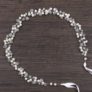 Bentițe lucrate Manual Benzi de Par Mireasa, Bijuterii de Perle de Cristal Accesorii de Par de Nunta Elegant Ornament de Par Cadou pentru Prieteni