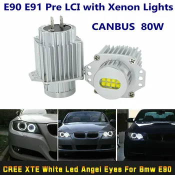 2 buc 160W LED Inel Marker Angel Eyes Bec Canbus fara Eroare pentru BMW E90 E91 325I 328I 320I 330I 2005-2008