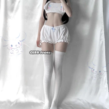 OJBK Sexy Anime Cosplay Scortisoara Costume Câine Urechi Lungi Doggy Sutien și chiloți de sport Roz Și Alb Kwaii Catifea Tub Chilotei de Top Set