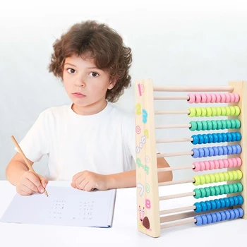 10 Rânduri Cadru de Lemn Abac cu Multi-Culoare Numere de Calcul Margele Timpurie a Copiilor de Învățare la Matematică Jucărie de Învățământ