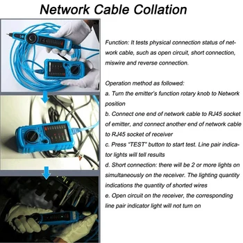 BSIDE FWT11 Tester de Cablu de Rețea, Linie de Telefon Tracker, Ethernet LAN Tester de Cablu de Rețea pentru RJ11 RJ45 Cat5 Cat6
