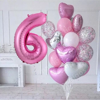 15 buc/lot fata de Ziua Baloane cu 30inch roz Număr baloon 3/3rd Petrecere Decor Copii anniversaire 9/1/3 ani 16222