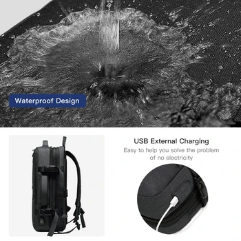 OZUKO Multifuncțional Barbati Rucsac de Încărcare USB rezistent la apa Extensibil Rucsac de sex Masculin 15.6 inch Laptop Rucsaci de Călătorie mochila