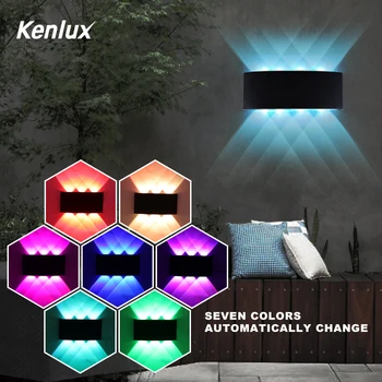 Led de Interior, de Perete de Lumină 12W RGB Șapte Culori Schimba Automat Decorative lumina Pridvor Lumini de Gradina Lampă de Perete